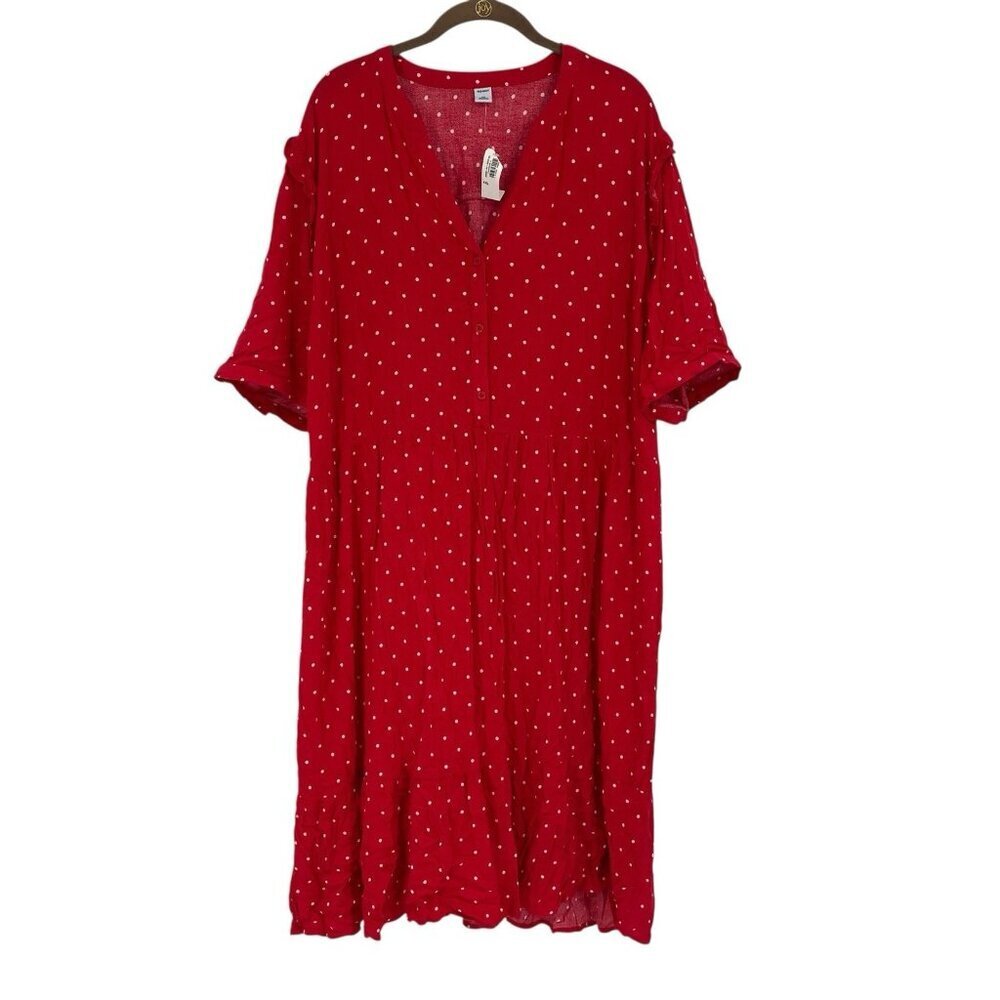 Old Navy Women’s Size XL Waist Defined Shirt Dress in Red Polka Dot NWT